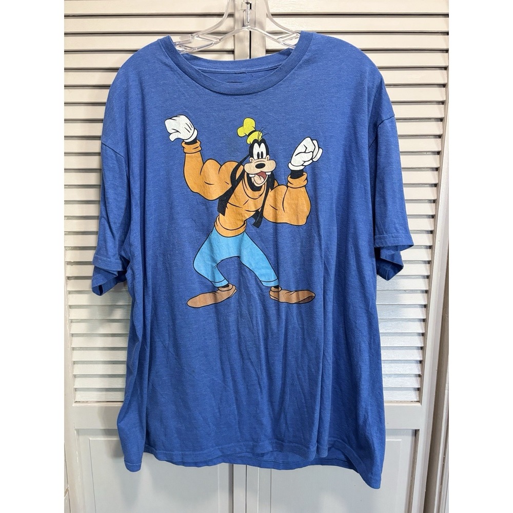 Disney Goofy Buff Tshirt Crew Neck Short Sleeve Size 2XL Graphic Blue Cartoon